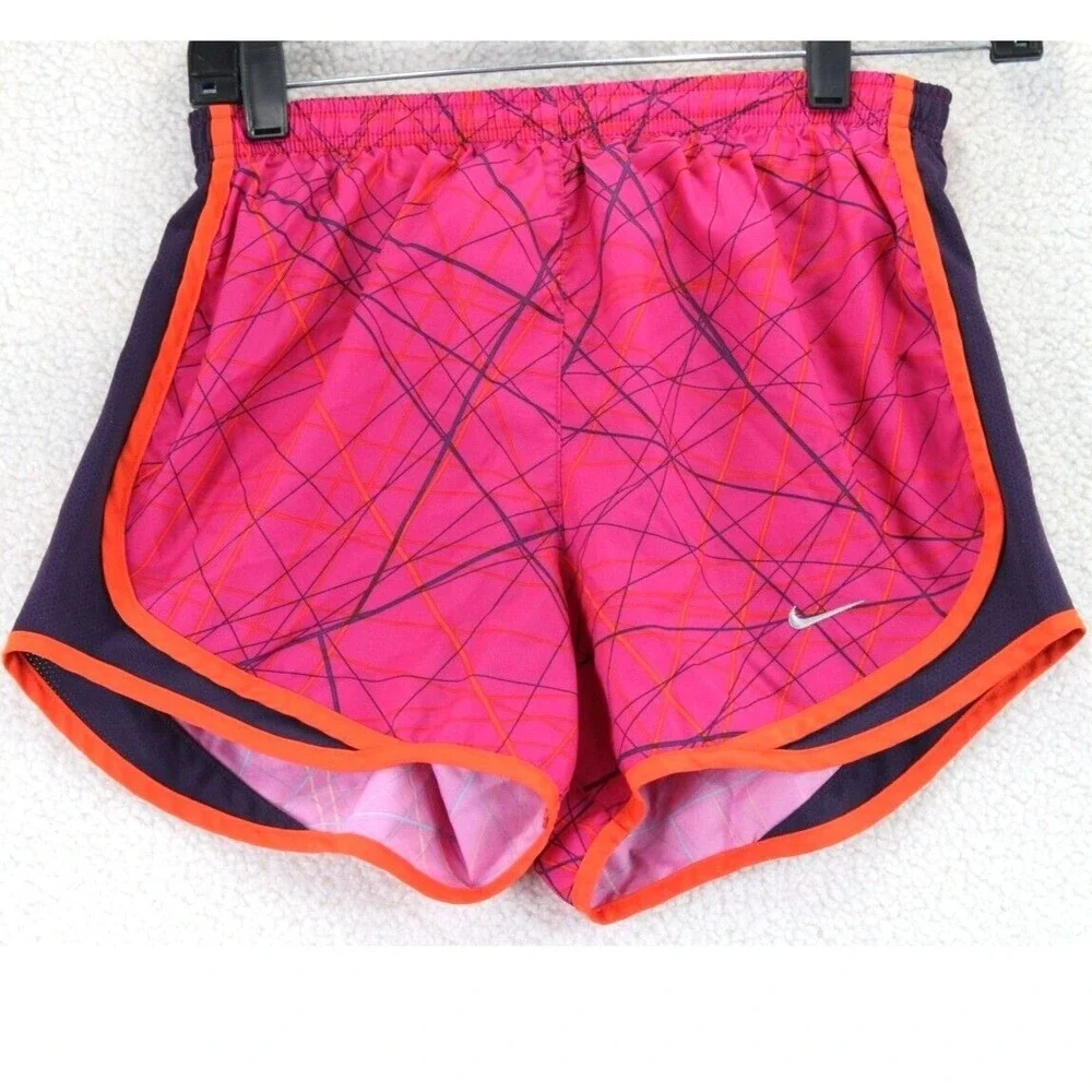 Nike Dri Fit Running Shorts Pink Geometric Print Athletic Shorts Women XS